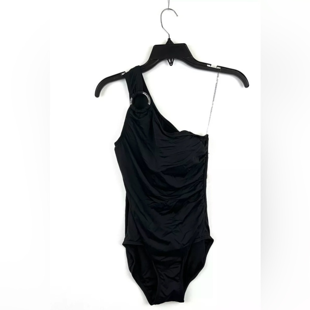 Michael Kors Womens One Shoulder One Piece Swimsuit Black Size 6